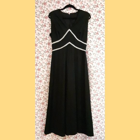 Vintage 1970 Column Dress Disco Black Plus Size 18 - Picture 3 of 4